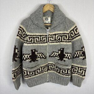 Longhouse Cowichan Thunderbird Wool Zip Sweater Made in Canada Women S Vintage